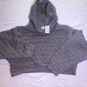 NEW NWT MABLE QUILTED KAROLINA CROPPED HOODIE SWEATSHIRT SIZE MEDIUM GRAY
